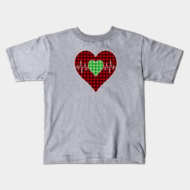 Women’s Striped Plaid Printed Heart Valentine's Day Kids T-Shirt by Nicolas5red1